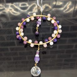 Amethyst Rose Quartz Crystal  gold Sun Catcher 10cm