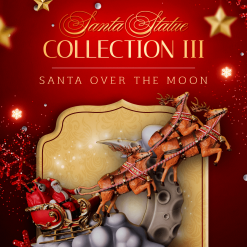 Santa flying past the moon