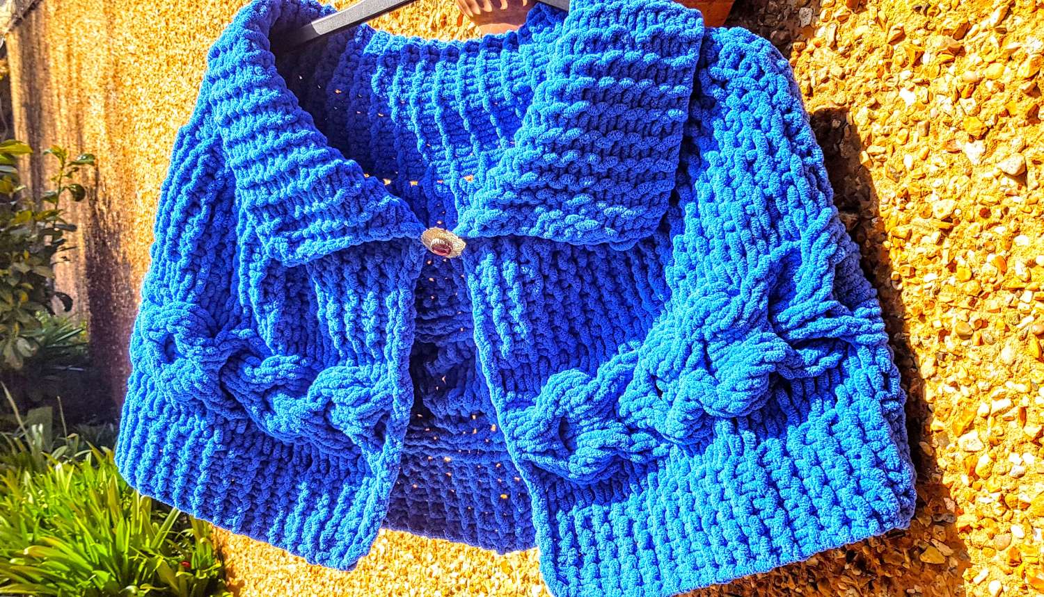 Pretty Cozy Bed Jacket in Chunky Blue MadeMe