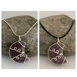 Lepidolite Moon Pendant Necklace