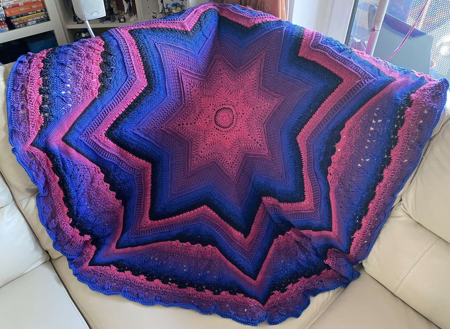 Handmade crochet Star of Wonder octagonal blanket/throw MadeMe