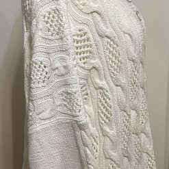 Beautiful cotton lacy/cabled pullover in white 2 Beautiful cotton lacy/cabled pullover in white 2