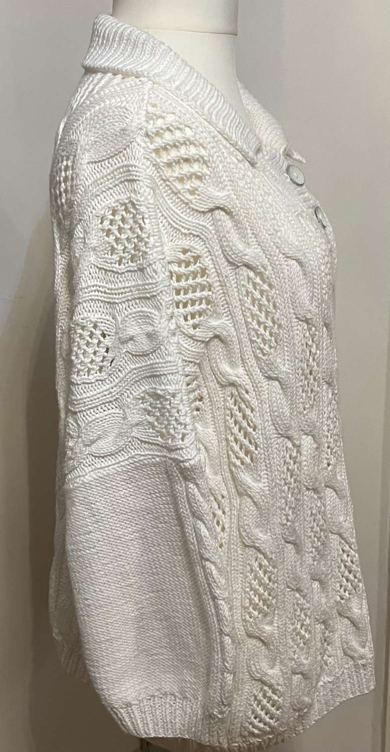 Beautiful cotton lacy/cabled pullover in white Beautiful cotton lacy/cabled pullover in white