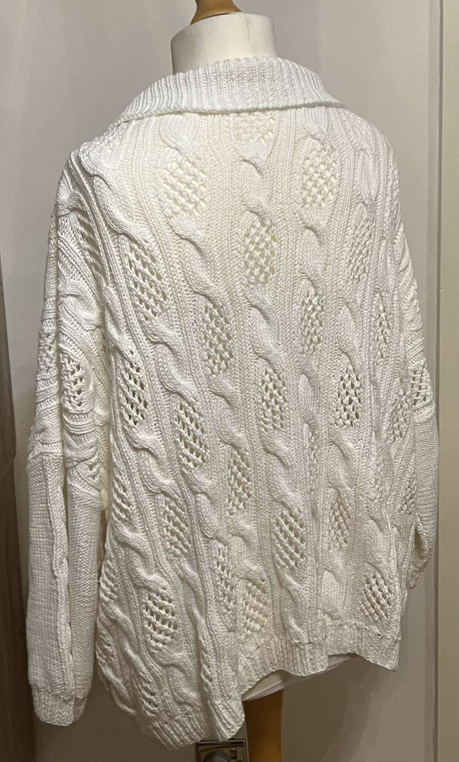 Beautiful cotton lacy/cabled pullover in white Beautiful cotton lacy/cabled pullover in white