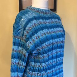Blue/Pink/Stripey Pullover with a hint of green, lace pattern 2 Blue/Pink/Stripey Pullover with a hint of green, lace pattern 2