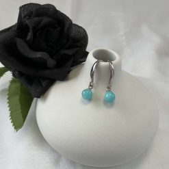 Blue Amazonite Gemstone Earrings Silver
