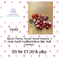 Football Red 13mm Button bag of 20 (pic93)