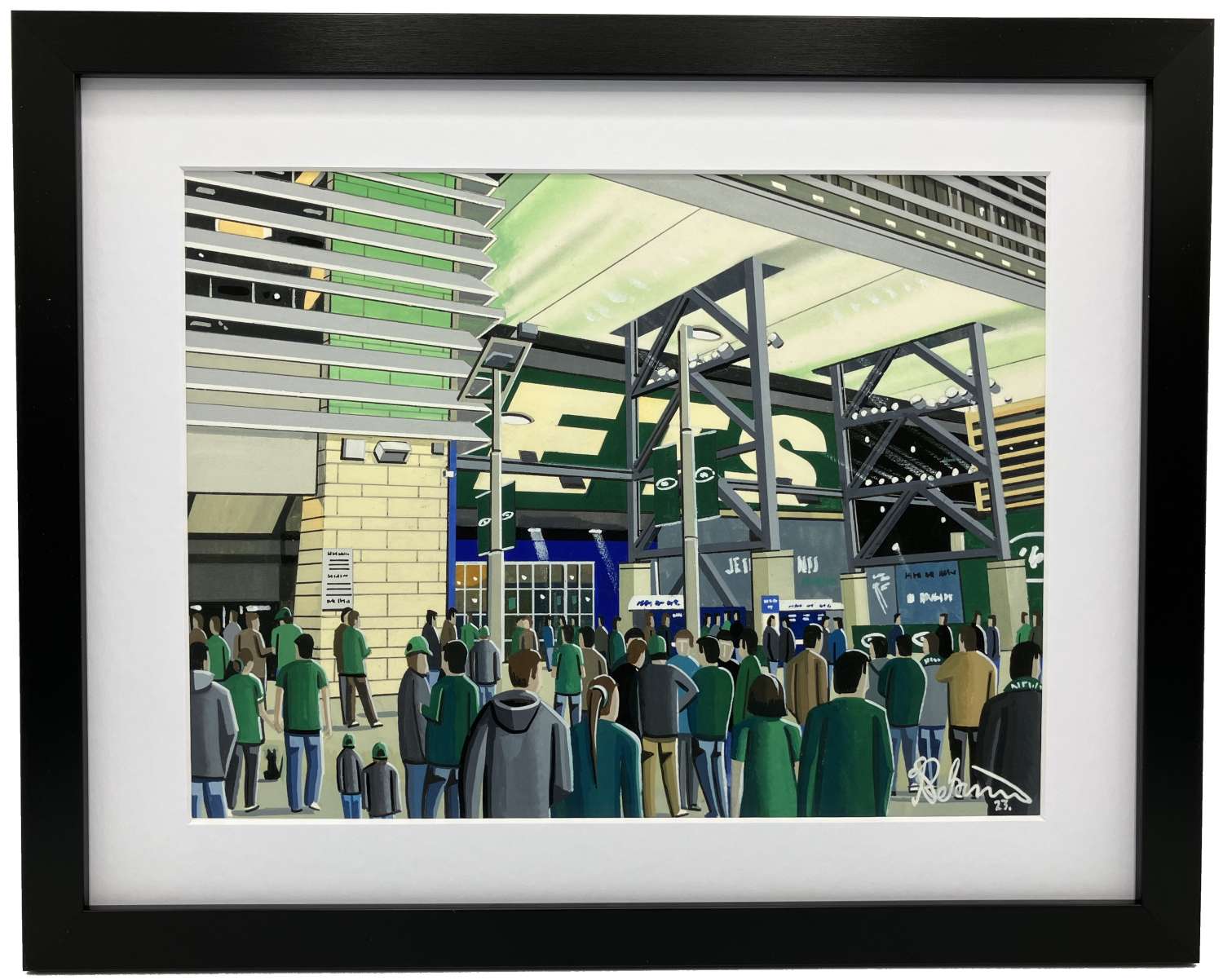 New York jets MetLife stadium framed NFL american Football art print andrewrobinsonart andrew robinson art andrew robinson artist watermarkedwhite watermark3 New York. Framed & Unframed NFL Fine Art Print, American Football, Jets Stadium Gift 1