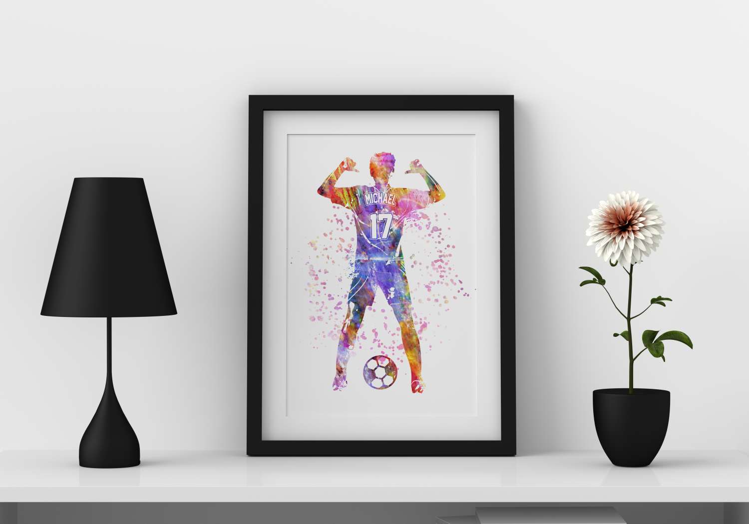 Personalised Football Soccer Player print, Male Football Art Print MadeMe