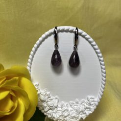 Amethyst Tear Drop Earrings Silver