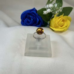 Amber Cabochon Ring Sterling Silver