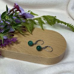 Sterling Silver Natural Malachite Gemstone Earrings