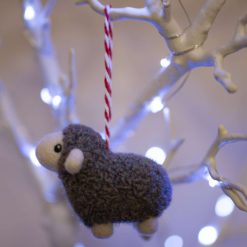 Needle Felted Ornament - Sparkly Grey Sheep