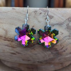 Sparkly snowflake earrings - sterling silver