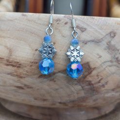 Snowflake bead earrings - blue S/P