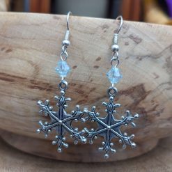 Snowflake charm earrings - pale blue bicone S/P