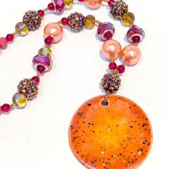 Beaded Necklace with Ceramic Pendant