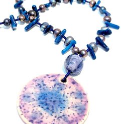 Beaded Necklace with Ceramic Pendant