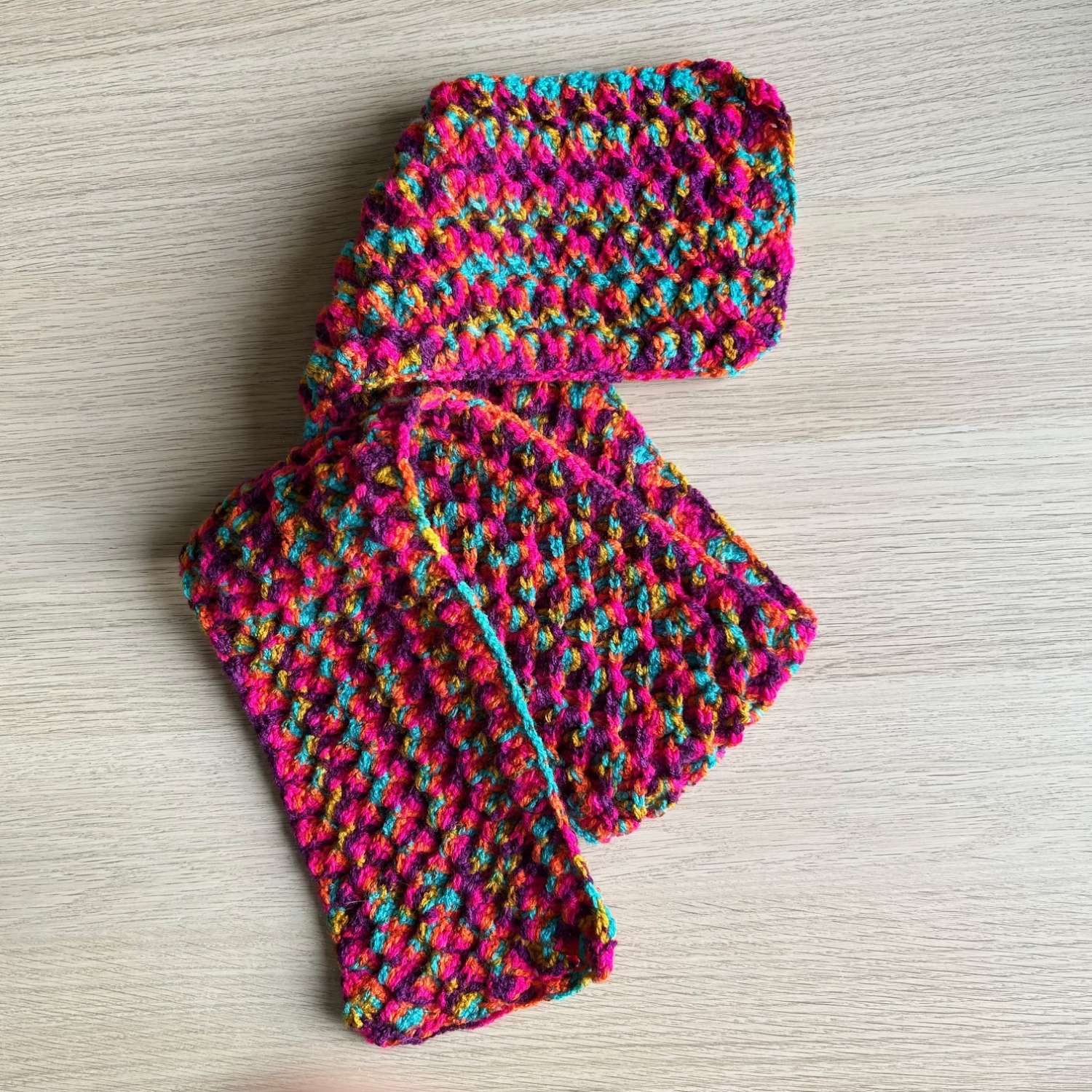 Scarf - Crochet Multi-Colour Scarf - Crochet Multi-Colour