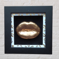 3D Lips Framed Art Baby Pink Leopard Frame