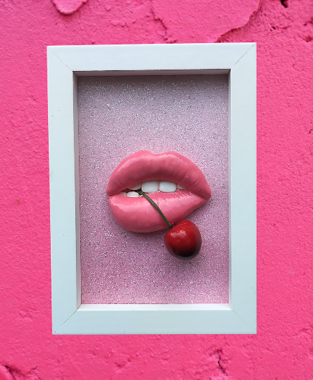 3D Lips Framed Art Baby Pink Leopard Frame 3D Lips Framed Art Baby Pink Leopard Frame