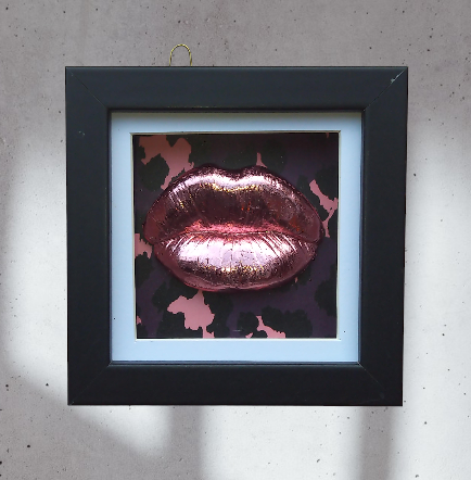 3D Lips Framed Art Baby Pink Leopard Frame 3D Lips Framed Art Baby Pink Leopard Frame
