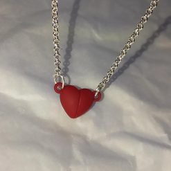 Capricious Things Coquette Jewellery Red Magnetic Heart Fastening Valentines Pendant Silver plate Necklace Free Shipping