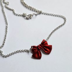 Capricious Things Coquette Jewellery Red Bow Pendant Necklace Free Shipping