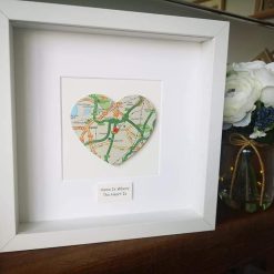 Single Heart Bespoke Vintage Map Frame