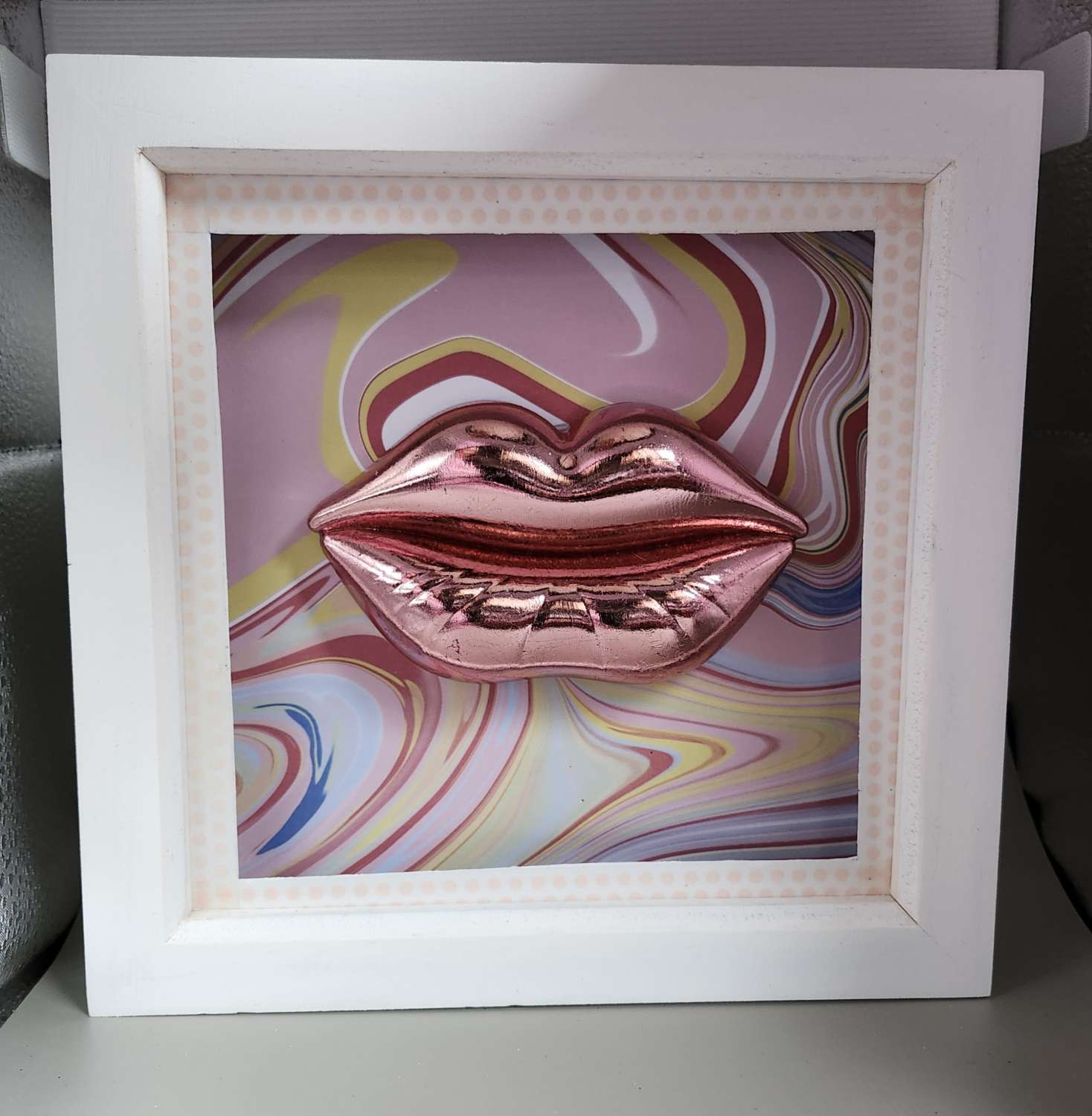 Capricious Things Kitsch Pop Art 3D Pucci Large Pink Lips Framed Picture Capricious Things Kitsch Pop Art 3D Pucci Large Pink Lips Framed Picture