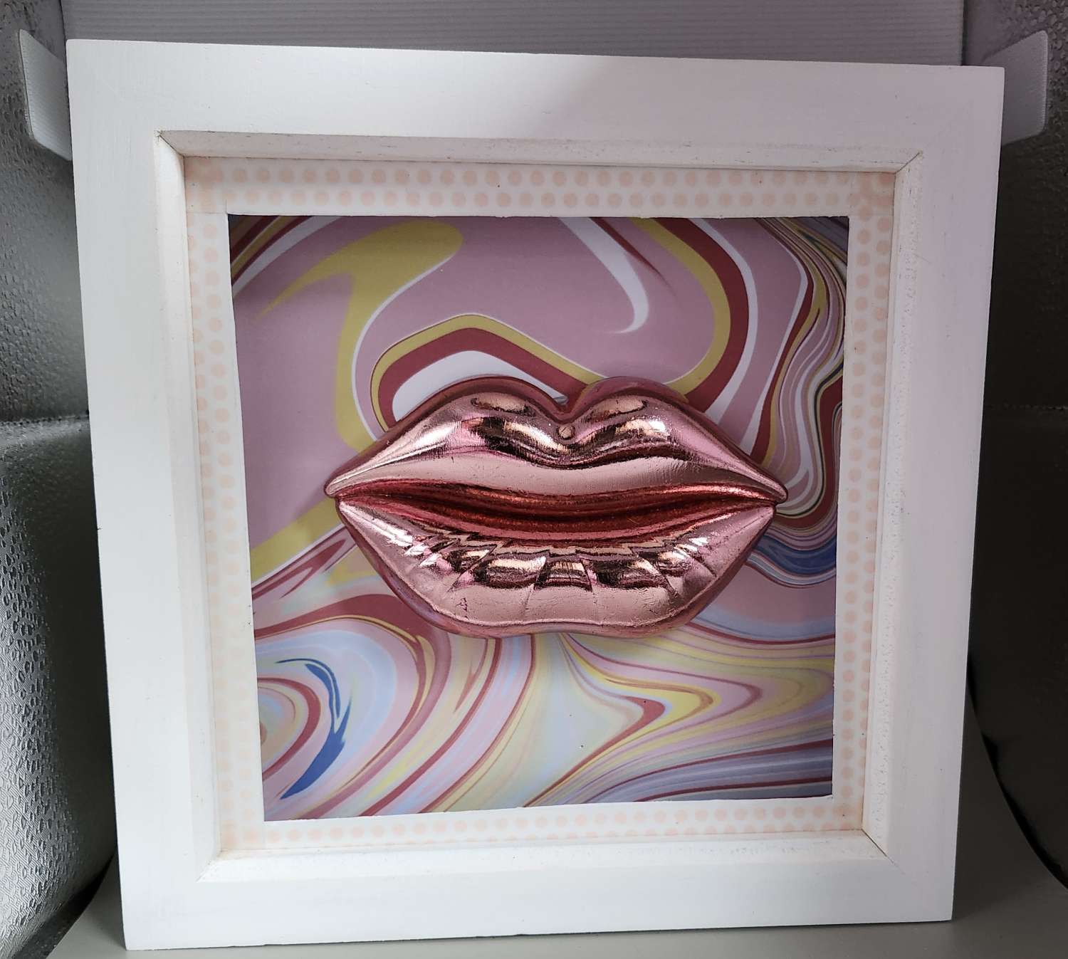 Capricious Things Kitsch Pop Art 3D Pucci Large Pink Lips Framed Picture Capricious Things Kitsch Pop Art 3D Pucci Large Pink Lips Framed Picture