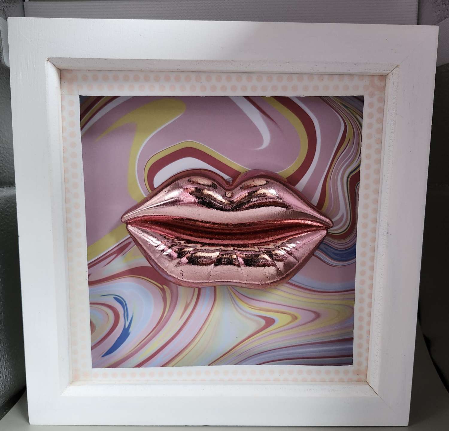 Capricious Things Kitsch Pop Art 3D Pucci Large Pink Lips Framed Picture Capricious Things Kitsch Pop Art 3D Pucci Large Pink Lips Framed Picture