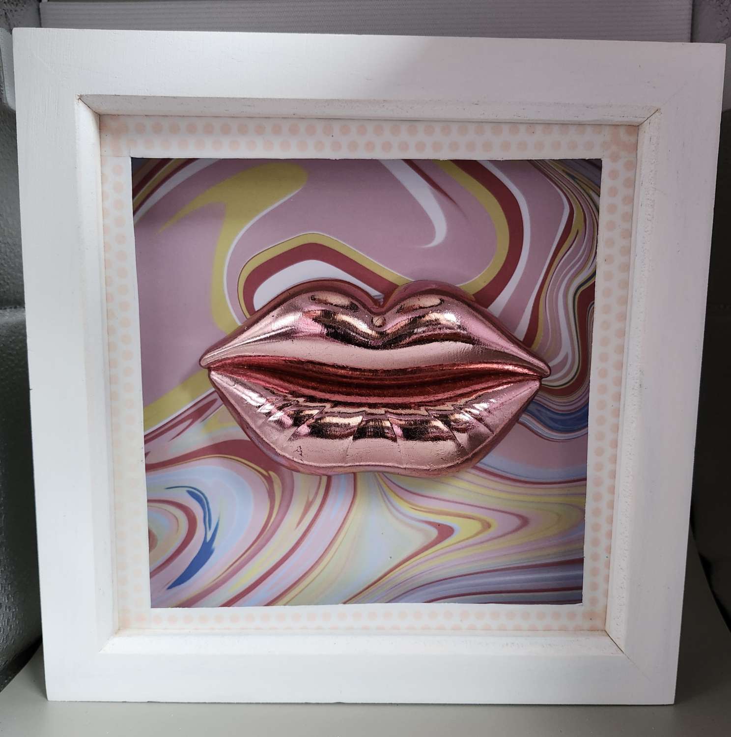 Capricious Things Kitsch Pop Art 3D Pucci Large Pink Lips Framed Picture Capricious Things Kitsch Pop Art 3D Pucci Large Pink Lips Framed Picture