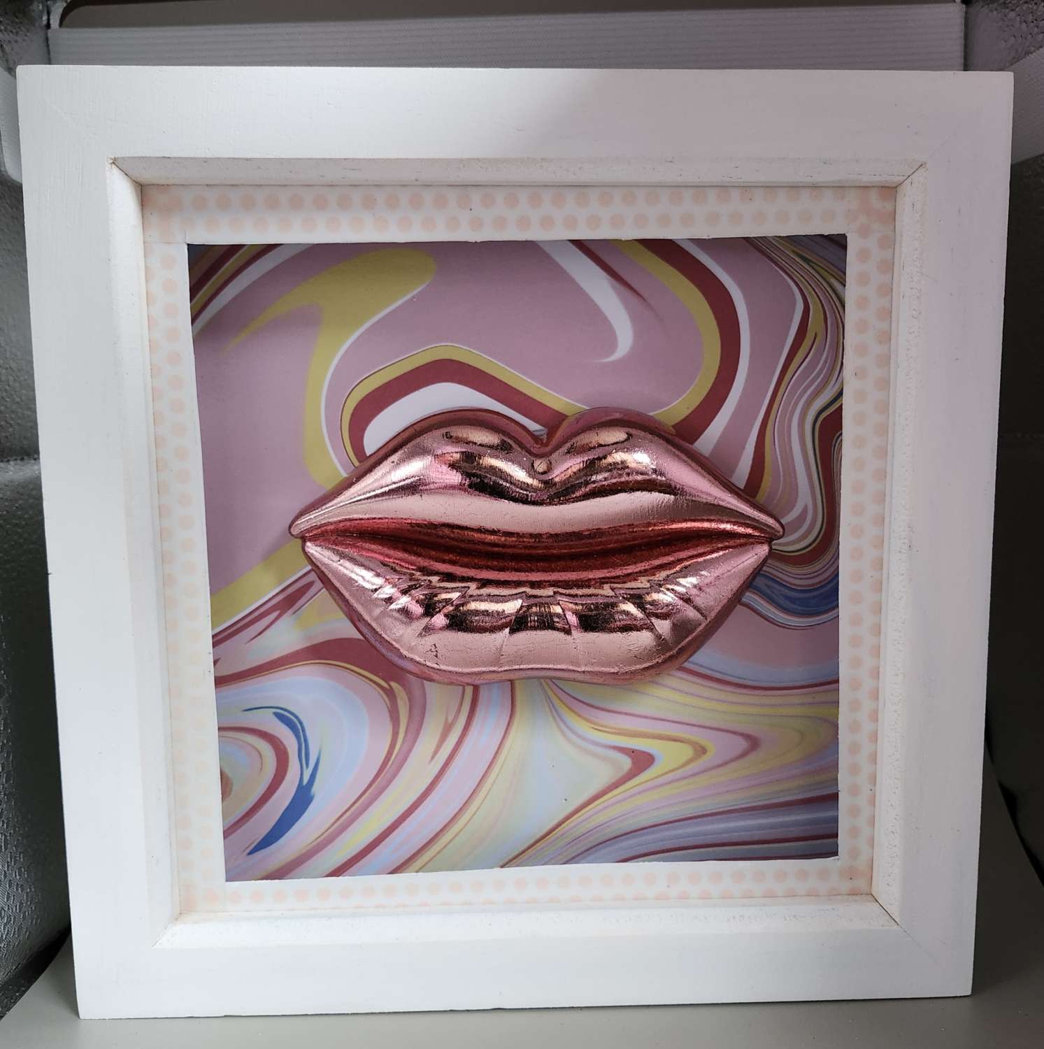 Capricious Things Kitsch Pop Art 3D Pucci Large Pink Lips Framed Picture Capricious Things Kitsch Pop Art 3D Pucci Large Pink Lips Framed Picture