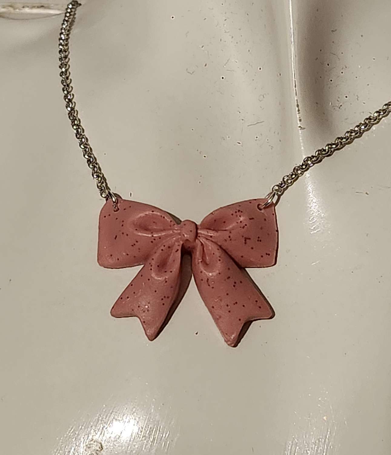 Capricious Things Coquette Jewellery Glittery Pink Large Bow Pendant Necklace Free Shipping Capricious Things Coquette Jewellery Glittery Pink Large Bow Pendant Necklace Free Shipping
