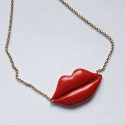 Capricious Things Coquette Jewellery  Large Red Lips Valentines Pendant Necklace Free Shipping