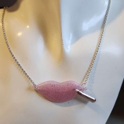 Capricious Things Coquette Jewellery Pale Pink Smoking Lips Pendant Necklace Free Shipping