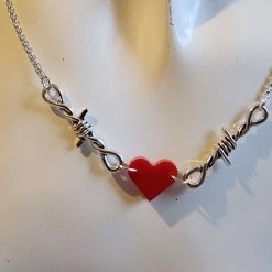 Capricious Things Coquette Jewellery Barbed Wire Heart  Pendant Necklace Free Shipping