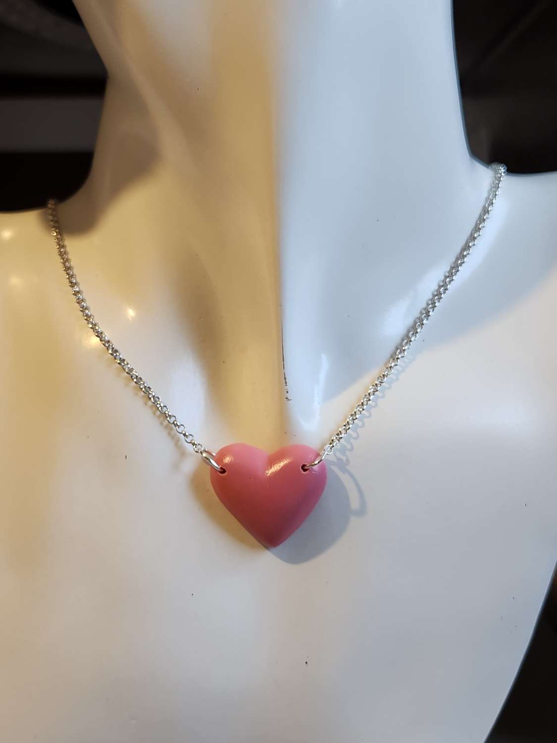 Capricious Things Coquette Jewellery Pink Heart Valentine Pendant Silver plate Necklace Free Shipping Capricious Things Coquette Jewellery Pink Heart Valentine Pendant Silver plate Necklace Free Shipping