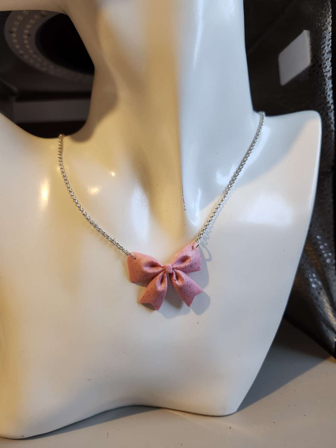 Capricious Things Coquette Jewellery Glittery Pink Large Bow Pendant Necklace Free Shipping Capricious Things Coquette Jewellery Glittery Pink Large Bow Pendant Necklace Free Shipping