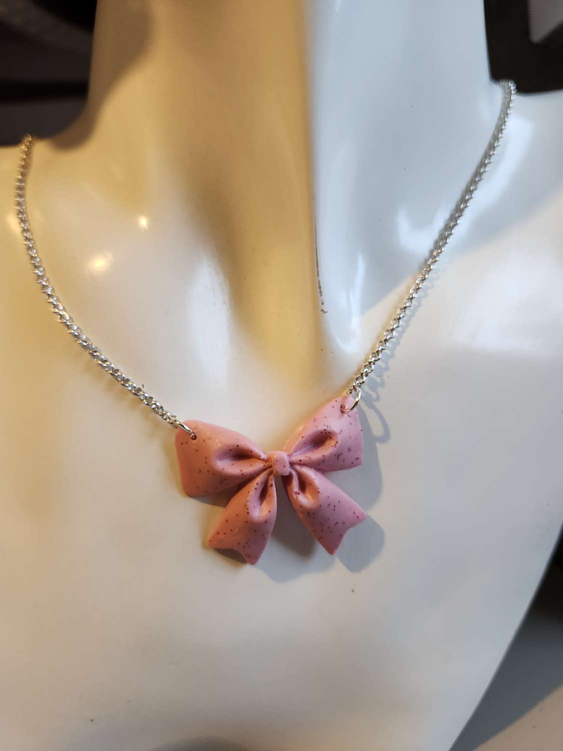 Capricious Things Coquette Jewellery Glittery Pink Large Bow Pendant Necklace Free Shipping Capricious Things Coquette Jewellery Glittery Pink Large Bow Pendant Necklace Free Shipping