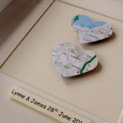 Two Heart Bespoke Vintage Map Frame 1