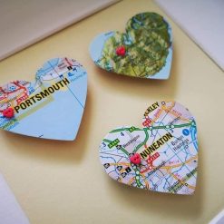 Three Heart Bespoke Vintage Map Frame