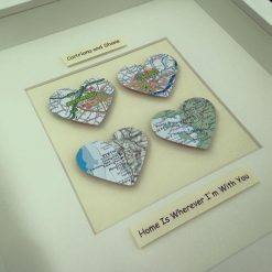 Four Heart Bespoke Vintage Map Frame