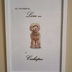 Cockapoo Print, Dog Wall Art, Brown Cockapoo Home Decor, Dog Lover Framed Print