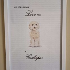 Cockapoo Print, Dog Wall Art, White/Cream/Champagne Cockapoo Home Decor, Dog Lover Framed Print