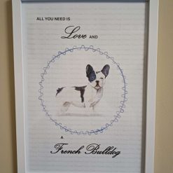 French Bulldog Print, Dog Wall Art, Black and White French Bulldog, Frenchie, Home Decor, Dog Lover Framed Print