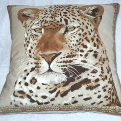 On Safari magnificent Leopard facing front cushion pillow