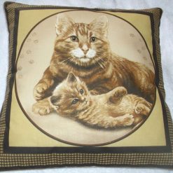 beautiful ginger cat and kitten cushion