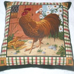 On the Farm Cockerel in farmyard cushion